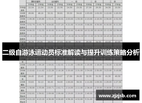 二级自游泳运动员标准解读与提升训练策略分析